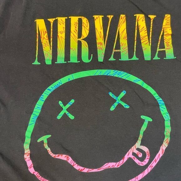 H&M Nirvana Graphic T-shirt Women Small Black Short Sleeve Music - Picture 2 of 5